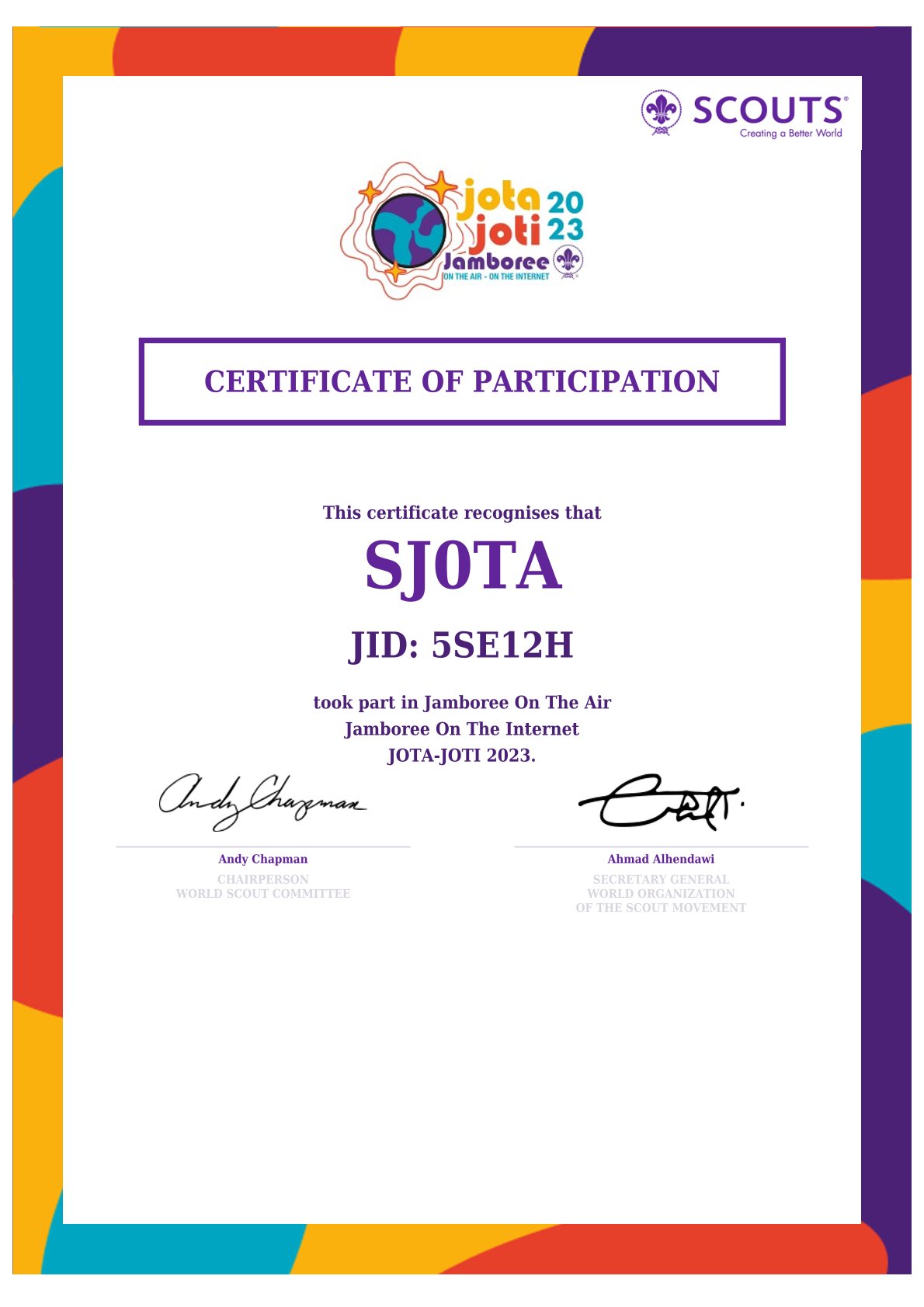 jota joti certificate